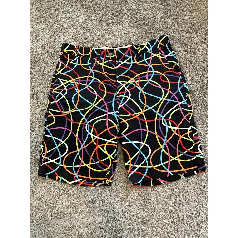 Loudmouth Unisex Multicolor Geometric Retro Shorts size 34 Golf